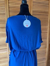 Elegant/casual blue maxi dress strapless elastic waist band size XL