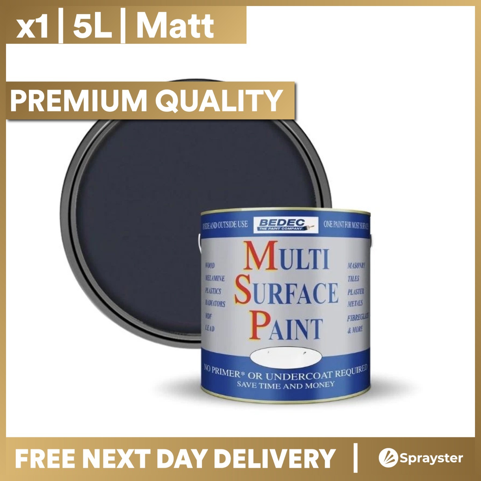 Bedec Multi-Surface Paint MSP All In One Interior/Exterior Anthracite Matt 5L