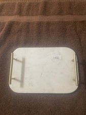 Heavy Marble Serving Tray with Gold Handles