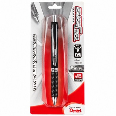 Pentel Energel Alloy Liquid Gel Roller Medium 0.7mm BLACK Metal Barrel 