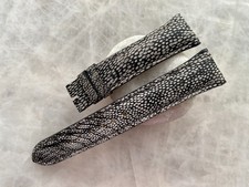 20mm/16mm Gray Ostrich Leather Padded Watch Strap Band