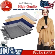 Womens Mens 78" x 27" Oversized Blanket Cashmere Acrylic Fabric Shawl Wrap Scarf