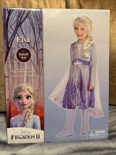 Disney FROZEN 2 ELSA Small 4-6 Size Dress w/Cape Halloween Costume NEW
