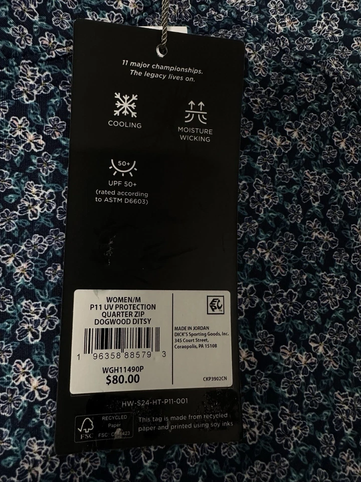 Nova Camisa de Golfe Lady Hagen Média Azul 1/4 Zíper Top Capa Solar Manga Longa Feminina - Imagem 2 de 4