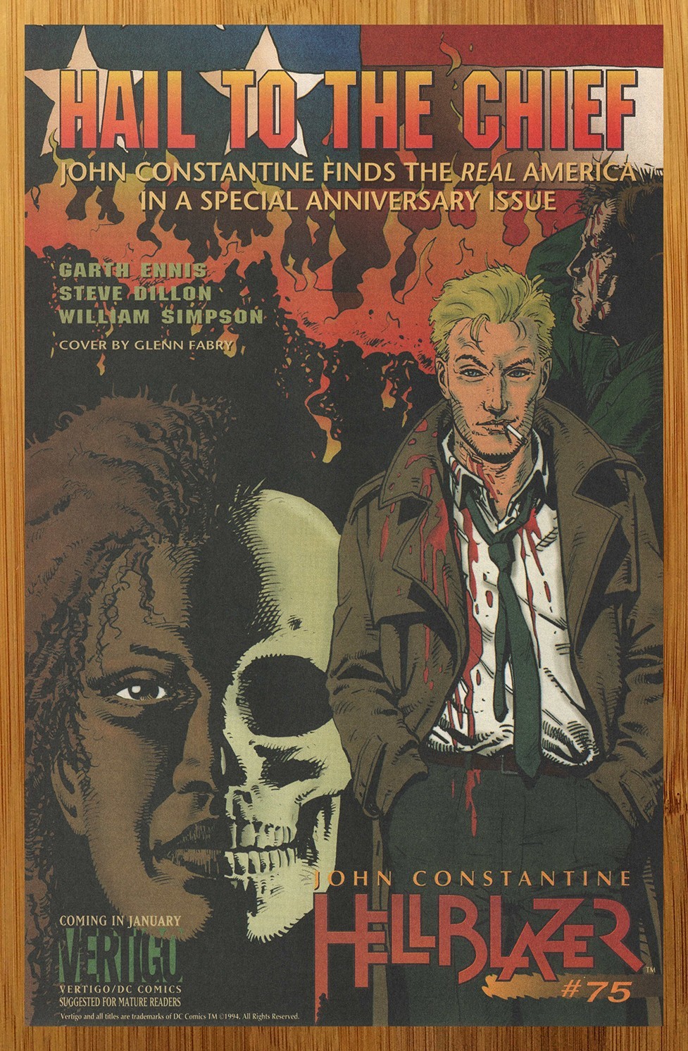 1994 Vertigo Comics John Constantine Hellblazer Print Ad/Poster Steve Dillon Art