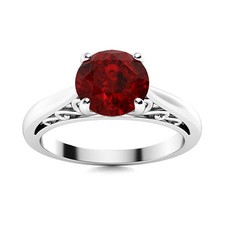 6mm Round Garnet Ring 925 Sterling Silver Filigree Engagement Ring For Women