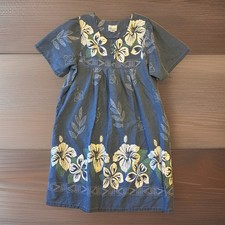 Easy Essentials Size 1X Blue White Floral Short Sleeve Cotton Blend Patio Dress