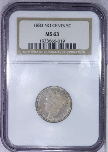 1883 Liberty V Nickel 5c NGC MS63 - No Cents Old Holder!