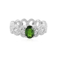 Cavill Ring Sterling Silber Platinierter Diopsid 0,60Ct Zirkon GrüN Oval
