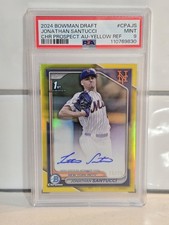 2024 Bowman Draft Jonathan Santucci Chrome Yellow Refractor Auto /75 PSA 9 MINT 