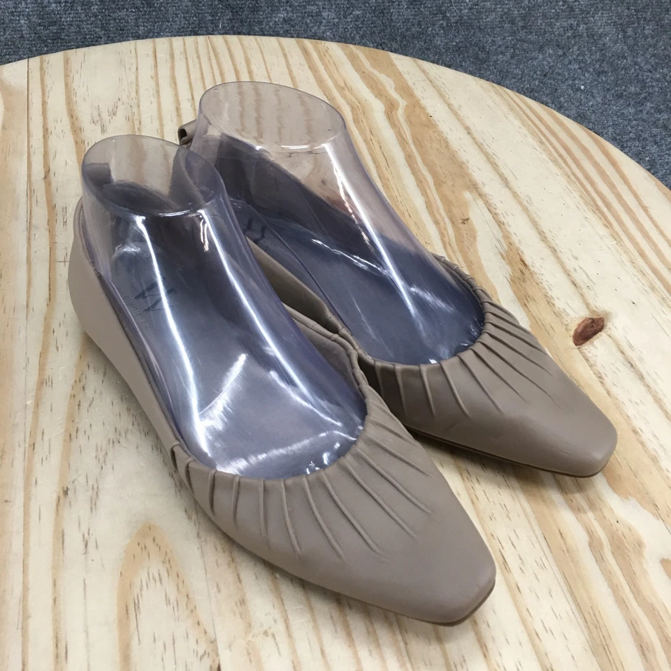 Zapatos Worthington Mujer 6.5M Keats Ballet Planos Taupe Imitación Cuero Plisado Informal Foto 3 de 4