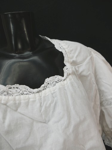 Gr.48 Dirndlbluse weiß Bluse für Dirndl Leico Baumwolle mit Spitze B10432 - Bild 2 von 4