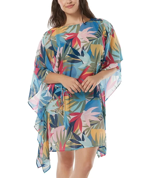 CONTOURS BY COCO Tropical Printed Sheer Chiffon Caftan Cover-Up Dress Size  L/XL | eBay