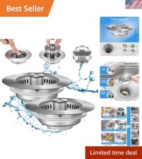 Upgrade Your Kitchen: 3-in-1 Stainless Steel Drain Strainer  Stopper, 2-Pack