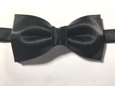 Handmade Narrow Black Satin Bow tie Pre-tied Wedding Prom Adjustable