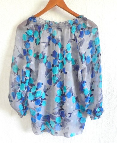 Túnica/Blusa Juicy Couture Seda Gasa Raglán, Manga 3/4 Volantes Borde Talla S - Imagen 6 de 11