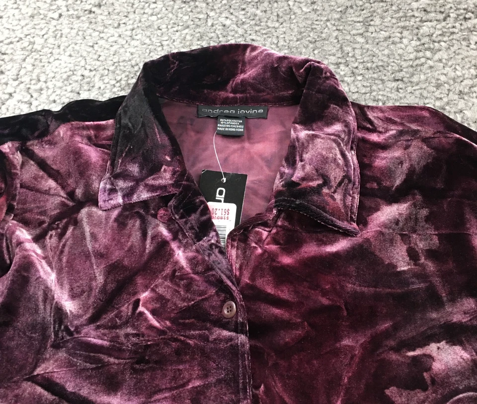 Andrea Jovine Mujer Pantalones Traje Conjunto Talla M Púrpura Terciopelo Recto Elástico Nuevo con Etiquetas Foto 3 de 4