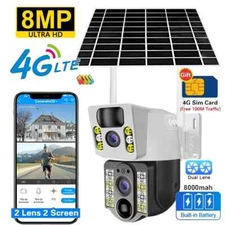 4G 8MP 4K Wireless Solar Camera Dual Lens Wifi IP Cameras Security Protection