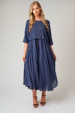 New 2 Piece Set Ladies Italian Lagenlook Lightweight Cami Maxi Dress & Over Top 