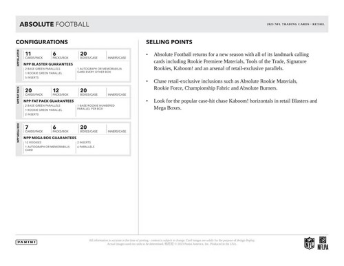 2023 Panini Absolute Football (Blaster, Mega, Fat, Retail) Scatola Sigillata in fabbrica - Foto 5 di 13