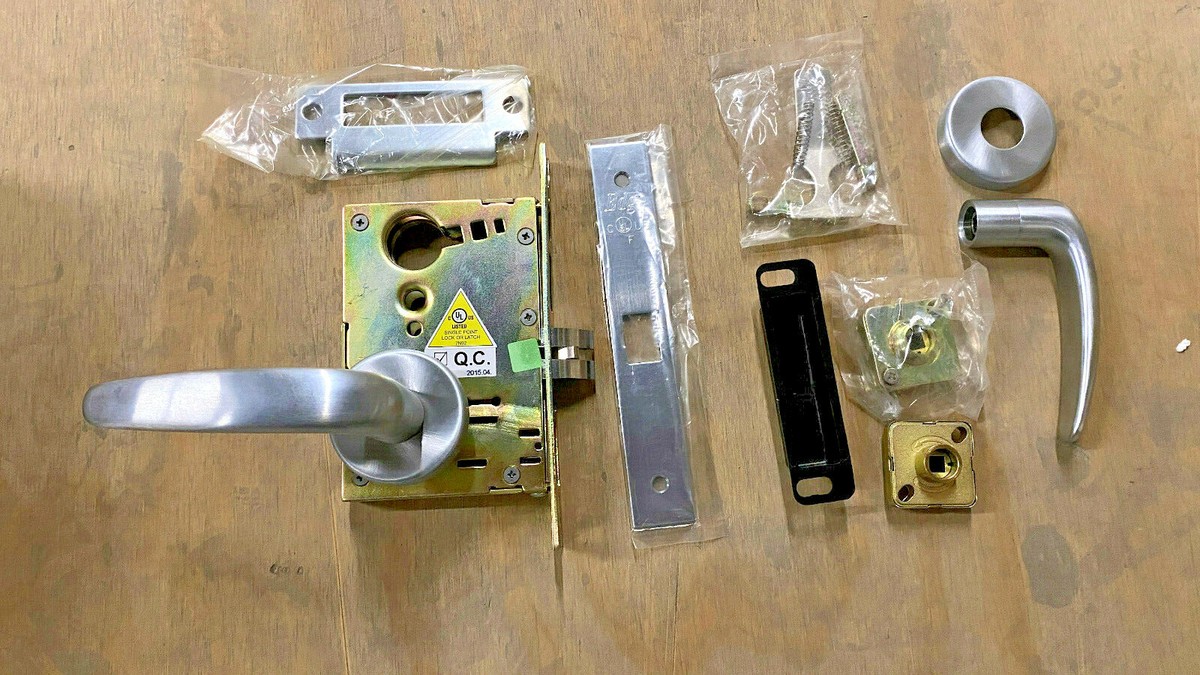 Mortise Office Lockset GE lever x escutcheon - Brushed Chrome Finish - Cal- Royal