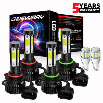 For GMC C1500 K1500 Sierra SLE 1990-1999 LED Headlight Bulbs High & Low Beam Kit