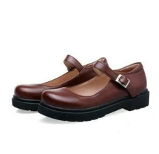 Women Girls Faux Leather Mary Janes Round Toe Shoes Work OL College Casual Dress