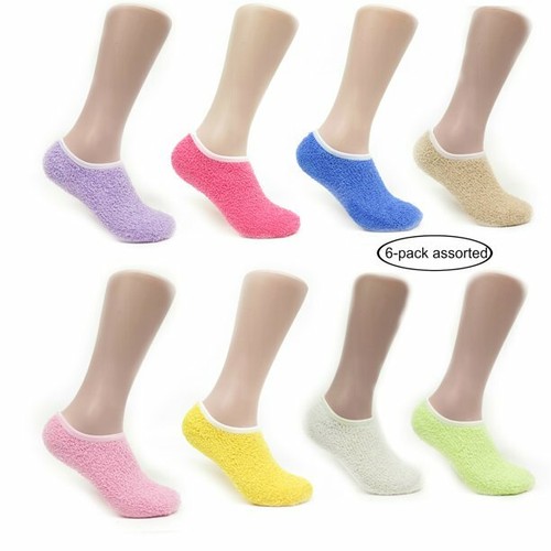 Women's Colorful Striped Solid Soft Casual Fuzzy Ankle Slipper Socks With Grip - 第 3/9 張圖片