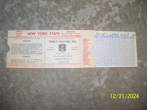 1939 NYS chart of distances between cities with NASH advertising