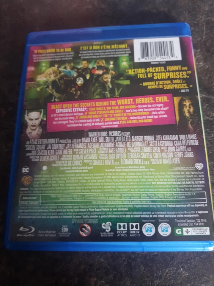 Suicide Squad 2016 Blu Ray Movie Widescreen Very Good Condition - Image 2 of 2