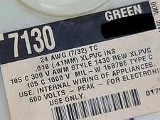 Alpha Wire 7130 #24awg Tinned Copper UL-1430 XL-PVC Hook Up Wire Green /50ft