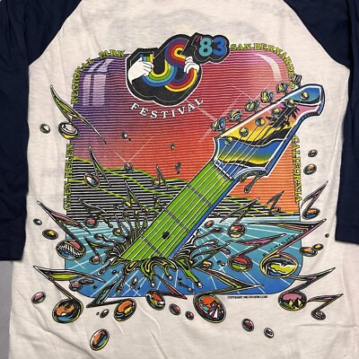 Vintage 80s The Us Festival 83' Rock and Roll Festival Raglan T