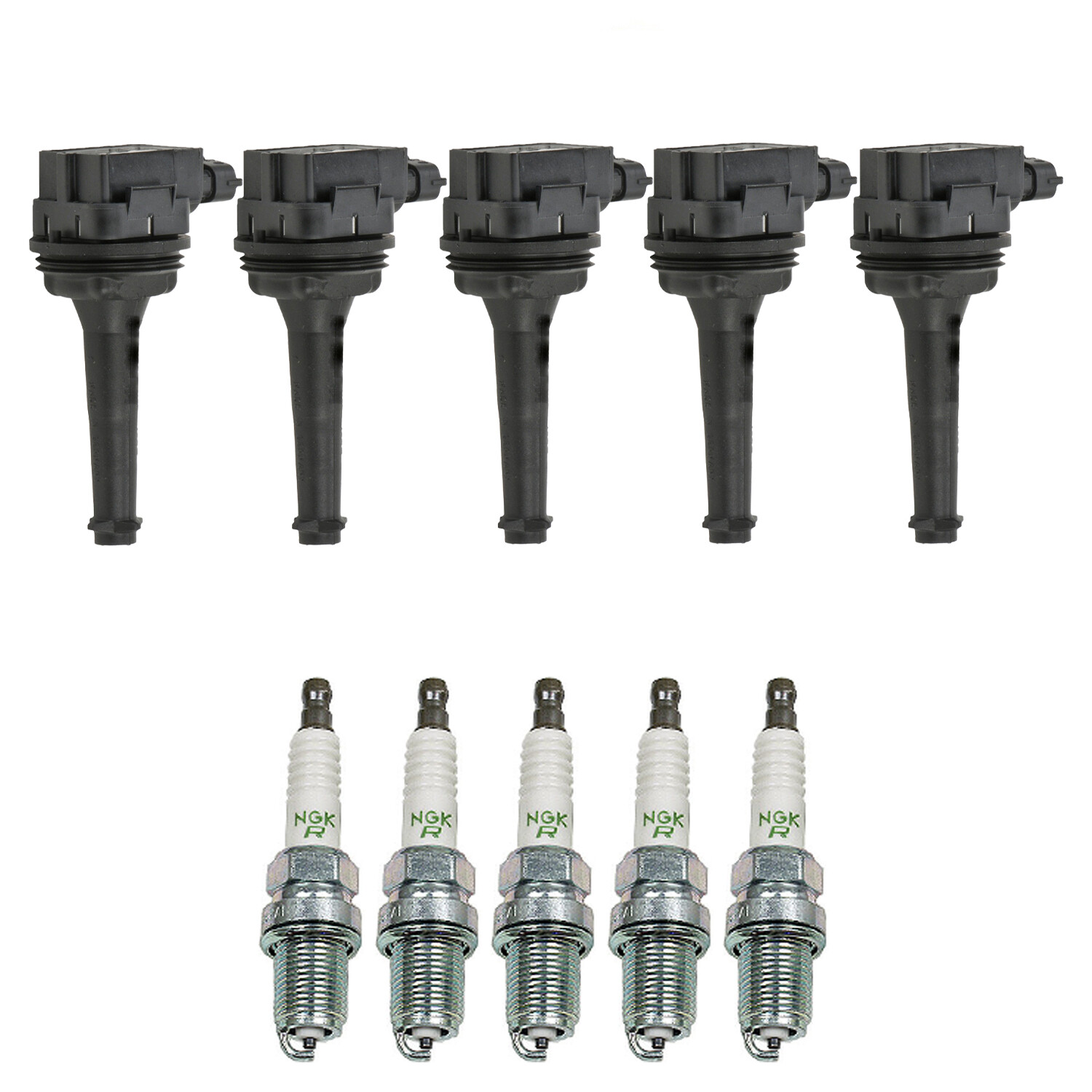 Bosch 5 Ignition Coil NGK 5 V-Power Spark Plug Kit For C70 S70 XC70 XC90 L5