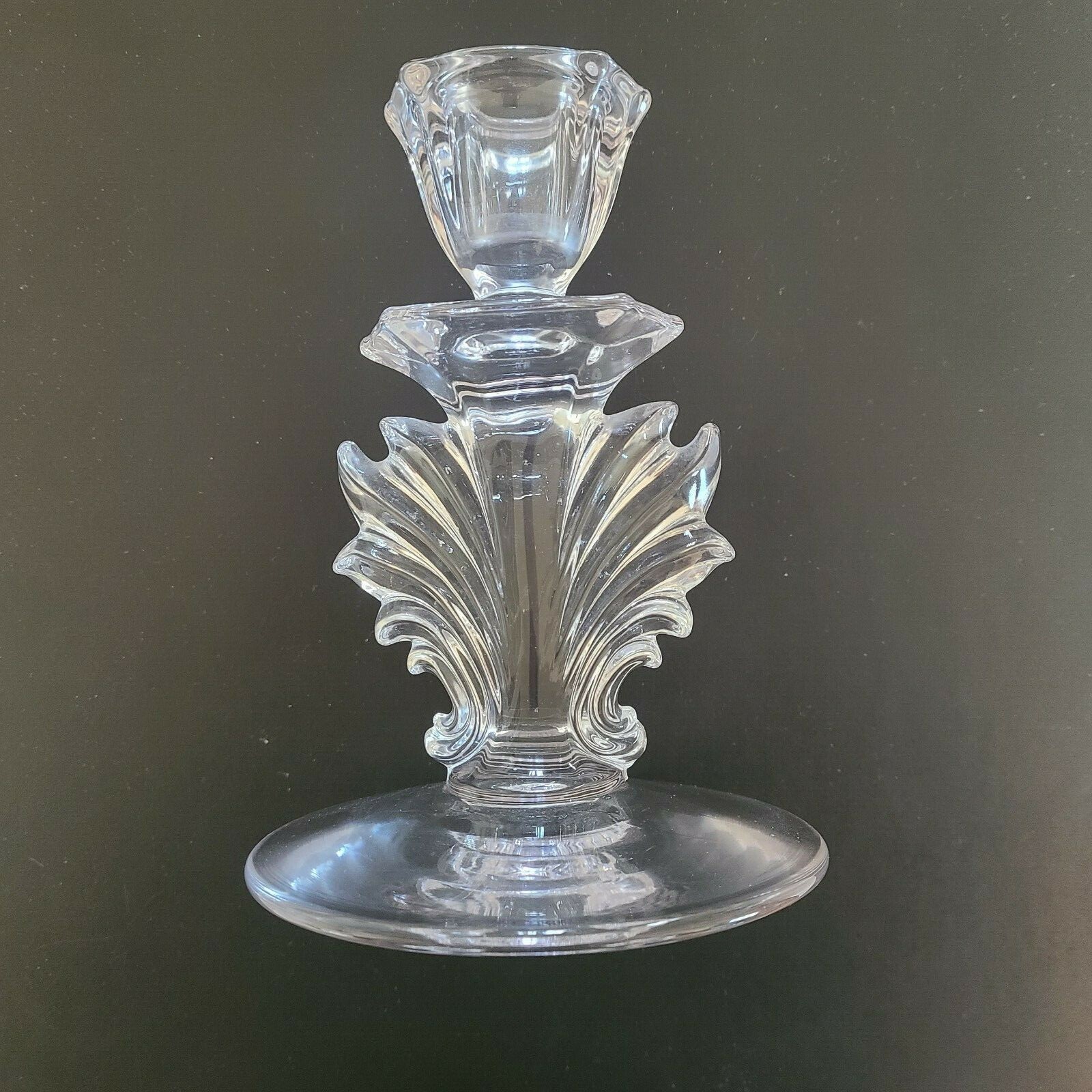 Vintage Art Deco Clear Glass Candlesticks eBay