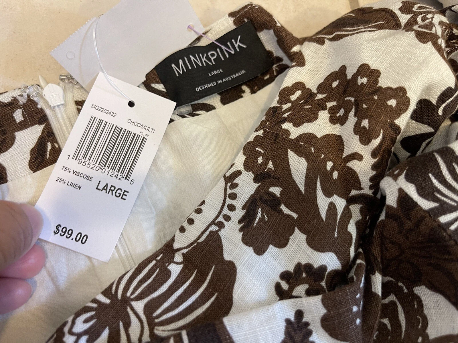MINKPINK BEAUTIFUL BWN&WHT FLOWER SEXY HIPPIE WRAP&TIE CUTE MINI SKIRT L NWT$99