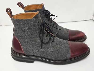 Taft The Jack Men’s Boot. Grey Wool/Oxblood. Size 40 (US 7.5) The Jack Shoe in Grey/Oxblood Leather | TAFT main image 3
