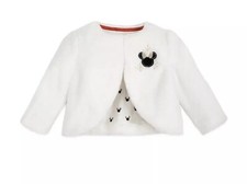 Disney Store Girls White Faux Fur Christmas Jacket Coat Minnie Mouse 18-24MO NWT