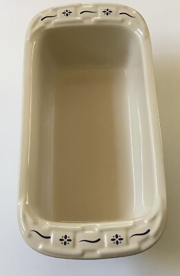 Longaberger Woven Traditions Classic Blue Pottery Small Bread Loaf Pan Dish
