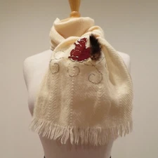 Women Scarf Shawl Wrap Beige Fringes Brown Appliques Warm Shoulder Neck Head