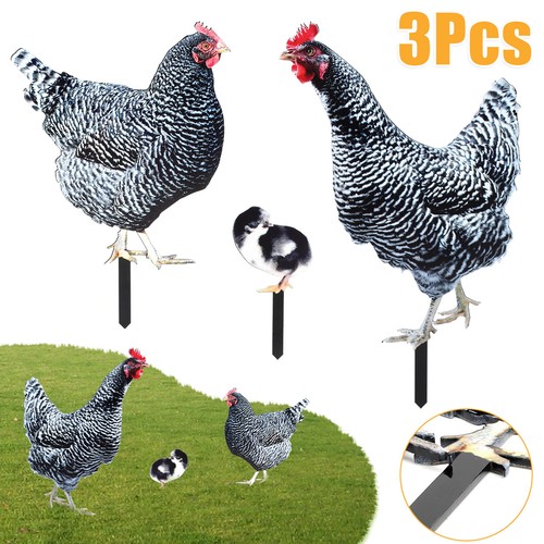 3Pcs Chicken Family Decor Realistic Garden Statues Yard Art Rustic Outdoor Decor