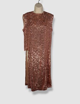 $1991 Akris Women's Pink Sequin Long Tunic Dress Size 12