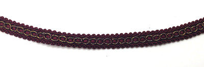 Braid, Swiss maroon gold loop center, 3.75 yards 1/2'' wide Scalloped Metallic ed