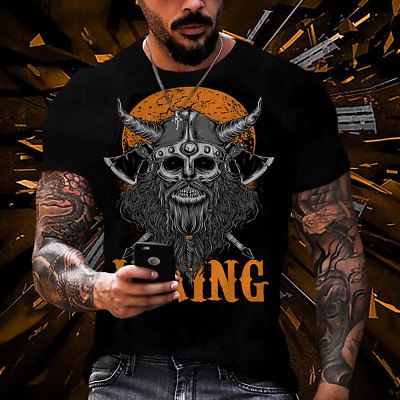 Men's Short Sleeve T-Shirt T-Shirt 100% Cotton Shirt Tank Top Viking Jersey