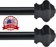 Barras de cortina negras para dormitorio, sala de estar y exterior, paquete de 2