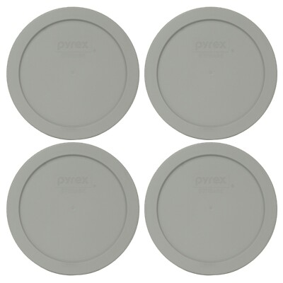 Pyrex 7201-PC Jet Gray Plastic Storage Replacement Lid Cover (4-Pack)