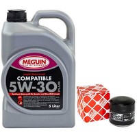 MotoröL Set 5W-30 Meguin 5 Liter + ÖLfilter 38813 FüR Skoda Felicia I II 1.3