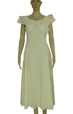 Loveshackfancy Ruffle V Neck Cap Sleeve Beige Midi Dress New Small S