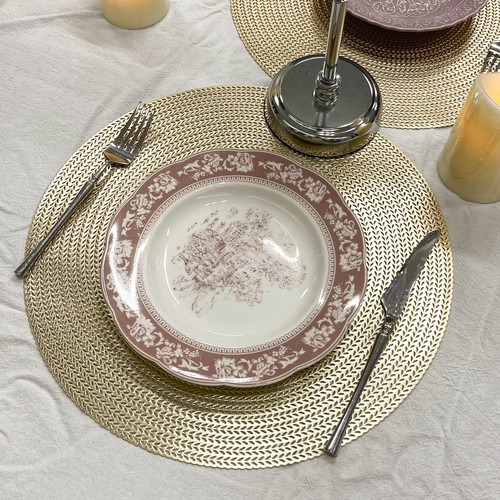 Round PVC Placemats Set of 4 Table Mats Heat Resistant Non-Slip for Dining Ta... - Picture 4 of 7