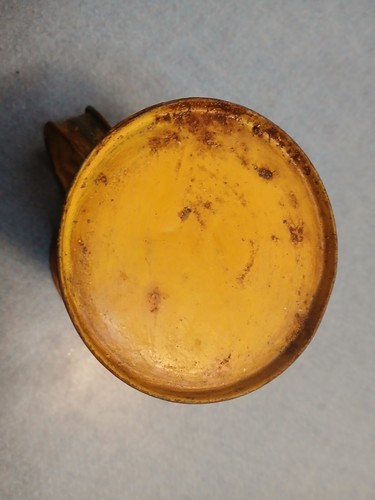 Ancien vase pichet vintage métal jaune savoureux 1 pt USA New Jersey New York City - Photo 9/9