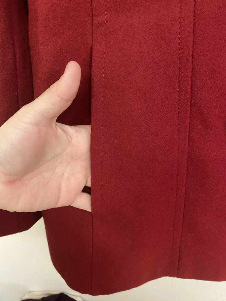 Chaqueta Abrigo London Fog Para Mujer Mezcla de Lana Doble Pecho Guisante Rojo Oscuro XL Foto 2 de 4